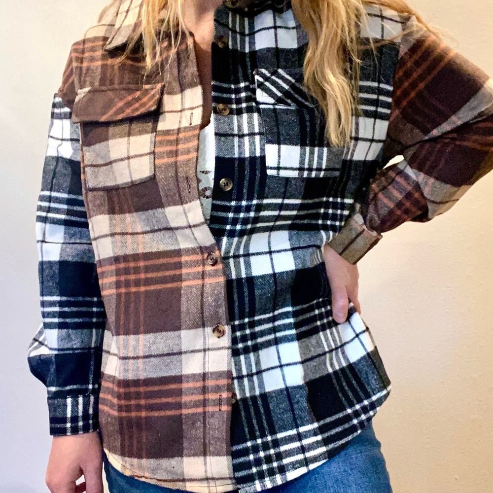 Color Block Flannel - Brand new! Thick, Cozy & So Cute!